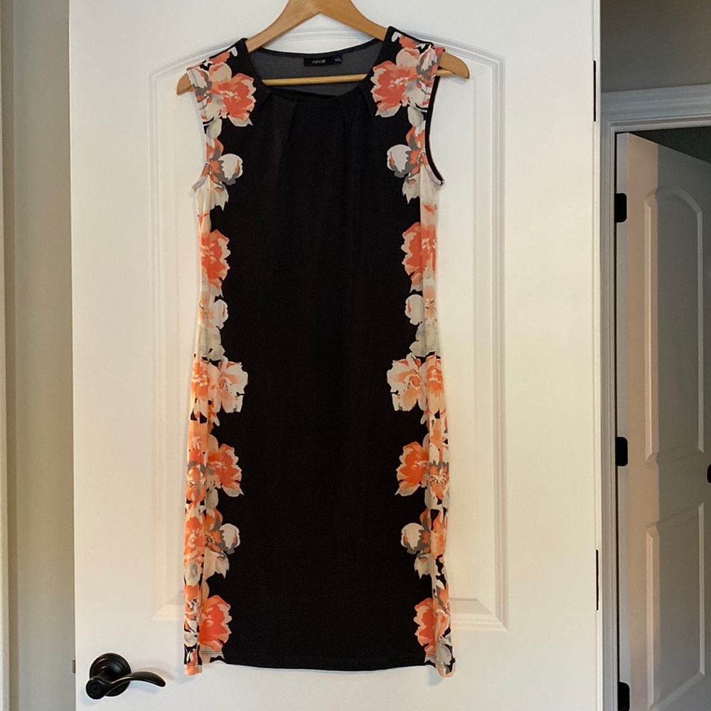 Apt. 9 Business Casual Dress Navy Pink Peach Flowers S Small